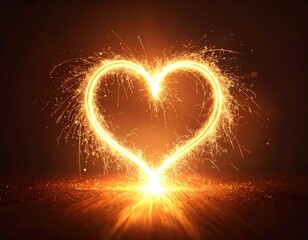 Abstract luminous heart pulsing softly against dark background creating romantic atmosphere filled with tender emotional energy warmth intimacy connection