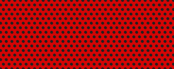 Black dot pattern on red background. Straight dot pattern for backgrounds and wallpaper templates. Simple classic dotted lines with repeating line texture. Polka dot background, eps10