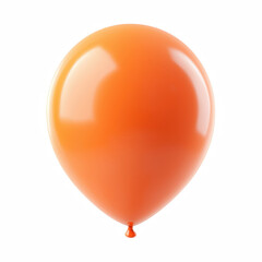 3D cartoon orange balloon with glossy surface, party decoration isolated on transparent background.