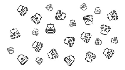 Minimalist black briefcases floating on white background