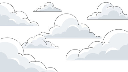 Seamless pattern of fluffy clouds in a clear sky vector illustration