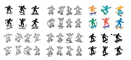 Skateboarding icons and silhouettes