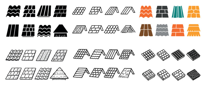 Roof tile icons collection