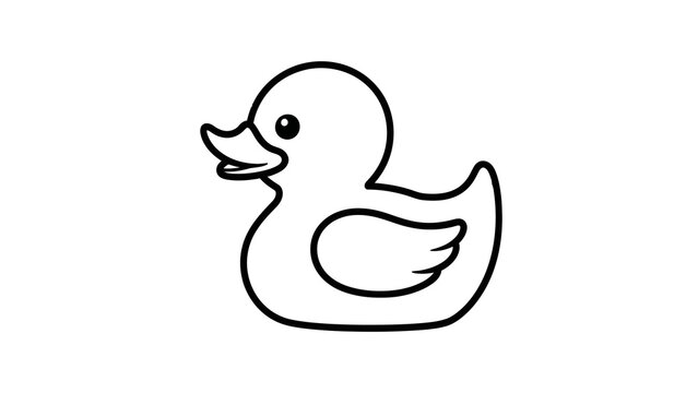 Simple black and white outline of a rubber duck icon