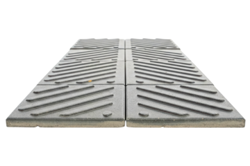 Grey tactile paving tiles for visually impaired safety isolated on a transparent background