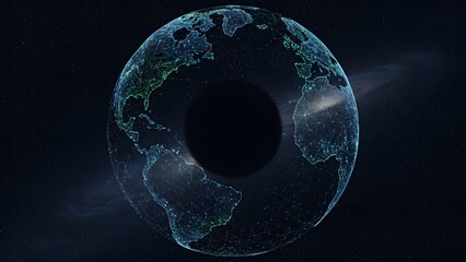 Glowing Earth from Space at Night.