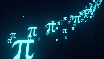 Pi symbol pattern against dark space background