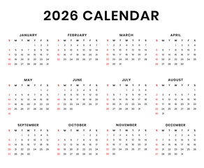 2026 calender template png file transparent background