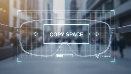 Futuristic Augmented Reality Glasses with Copy Space.