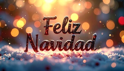 Spanish Text Feliz Navidad letter in winter christmas landscape 
