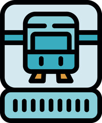 Fototapeta premium Train ticket purchase app icon representing easy access to public transport for travel and commuting
