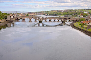 Bridges over the River Tweed at Berwick-on-Tweed, Northumbria, UK.
