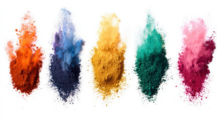 Colors from Holi Festival represented in powders for celebration in the streets of India for spring festival and joy among people