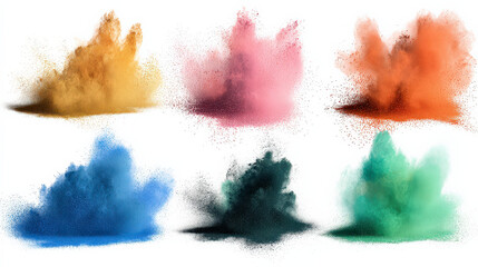 Colors fill the air during Holi Festival celebrations with clouds of powder in various shades