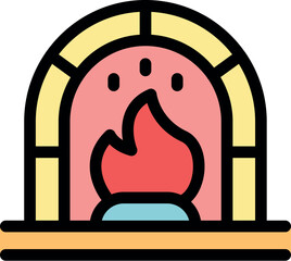 Obraz premium Simple illustration of a warm, welcoming fireplace