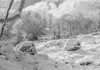 Mount Autore Livata (Subiaco, Italy) - The snow capped peaks mountains in the province of Roma, Lazio region, in Simbruini mounts. Here a beautiful white landscape.