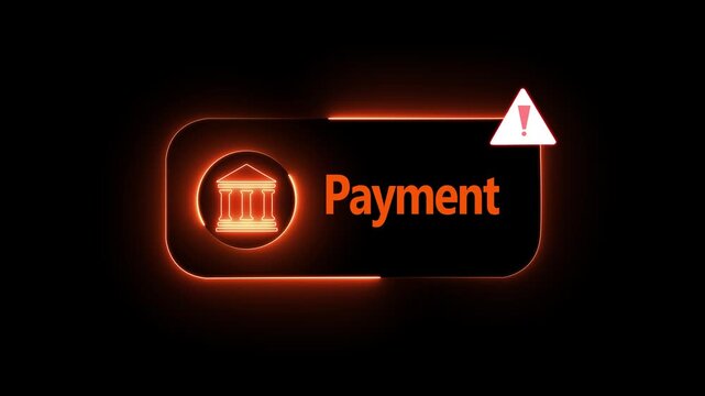 Online payment fraud warning concept on the transparent background. Facing potential fraud, phishing, and cyber security threats in financial transactions. Motion graphics of online payment warning