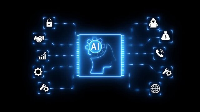ai agents neon tool box Businessman use artificial intelligence AI technology for enhanced work efficiency data analysis and efficient tools, ai artificial technonoly 4k animation video