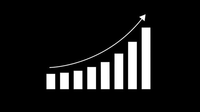 Growth, arrow up. Finance, Bar graph going up, Profit concept, positive increase chart. graph with rising up arrow and bar stats animation.