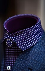 Shirt collar, purple interior, polka dot pattern, suit jacket
