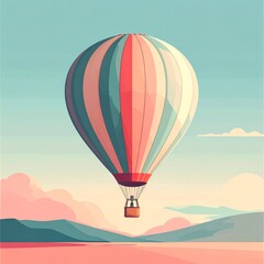 Obraz premium Floating Hot Air Balloon Minimal Illustration