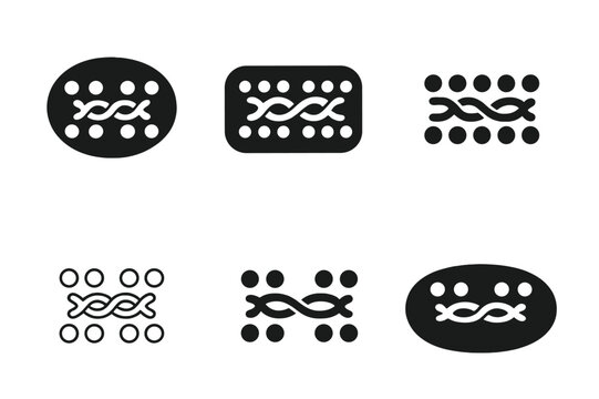Muscle Movement Icons. How muscles move. Icon set. Set Logo of how muscles move: actin and myosin interaction. harmonious logo variations of the same