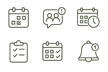 Meeting calendar with alert icons on white background