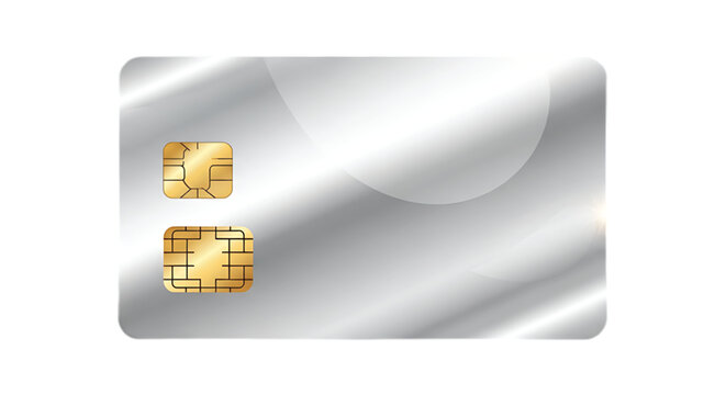Generic Silver Credit Card with Dual Golden EMV Chips

