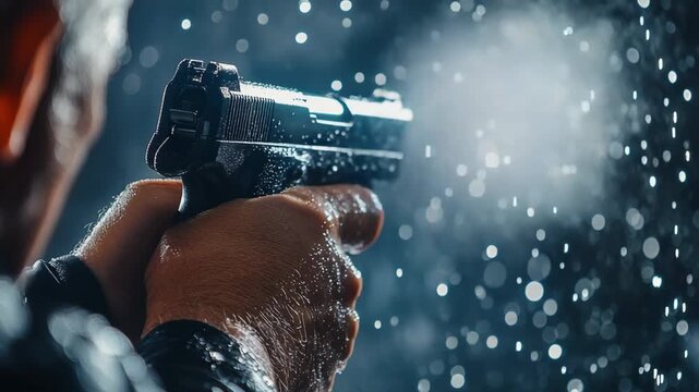 selective focus professional firing weapon and recording bullet trajectory for analysis