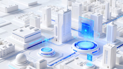 White City Model & Holographic Earth Future 3D Scene