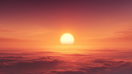 The beautiful sight of the sunset sinking small behind the mountains