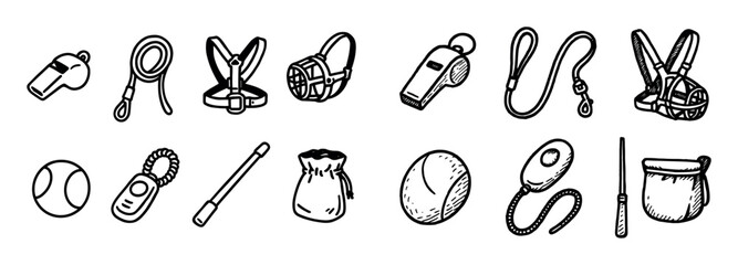 Dog Trainer Equipment Icons