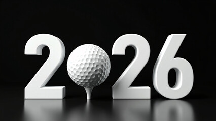 White "2026" digits stand tall on black, golf ball as zero—evoking calm, precision, and the spirit of a refined sporting tradition.
