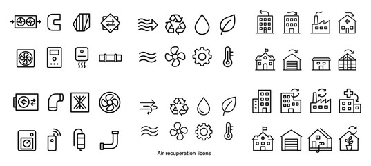 Air recuperation and ventilation icons