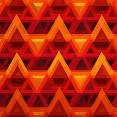 Abstract Geometric Triangle Seamless Pattern in Red and Orange
