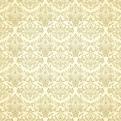 This elegant gold  damask pattern features intricate floral and ornamental details, perfect for fabric pattern, wallpaper, textiles, branding, luxury packaging, wedding invitations, and decor.
