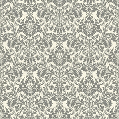 Vintage seamless damask floral pattern vector with antique baroque ornament texture for victorian textile decor and elegant wallpaper backdrop design