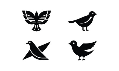 Modern Minimalist Bird Logo Vector Bundle - Collection of Simple Avian Symbols for Branding and Identity, Abstract Minimal Bird Illustration Vector Collection - Simple Geometric Avian Art