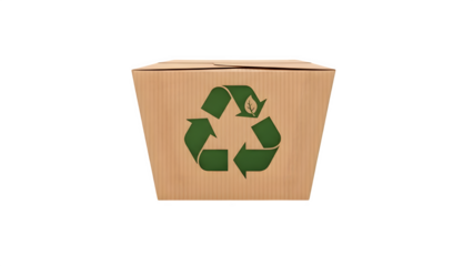 Recycling bin with green recycle symbol on cardboard background