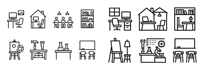 Fototapeta premium Workplace Icon Grid
