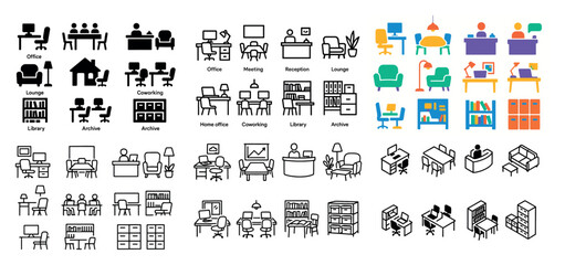 Office and furniture icons collection