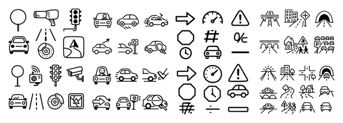 Road signs and traffic symbols collection
