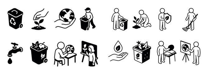 Naklejka premium Ecology Icons Grid