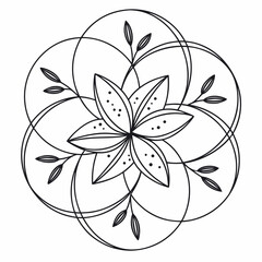 Geometric Flower Design  Minimal Vector  Pure Whit (2) Vector Illustration Isolated on White Background