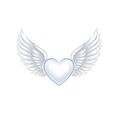 Obraz premium Beautiful Angelic Heart with White Wings - Symbol of Love and Purity