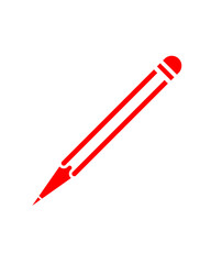 red pencil isolated on white. Vector red pencil for education logos and icons.