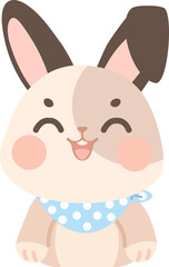 Illustration of a Smiling Rabbit with Bandana