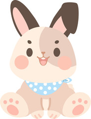 Illustration of a Cute Rabbit with Bandana resting