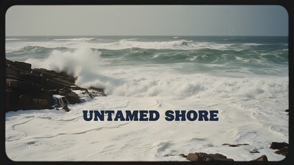 Rough Waves Crashing Against Rocky Shore.