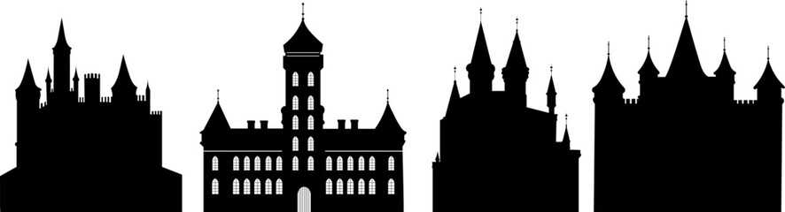 Silhouette of castles on a white background, vector